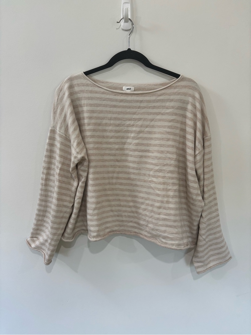 Aerie Rolled Boatneck Striped Sweater